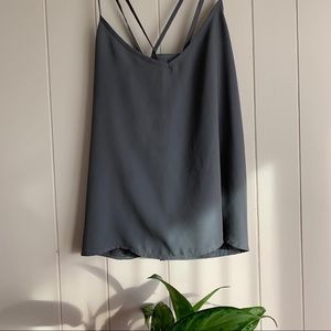 Light grey criss-cross strap tank top